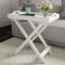 White Wooden Folding Tv Tray End Table With Removable Tray Top And Handles 22 Lbs